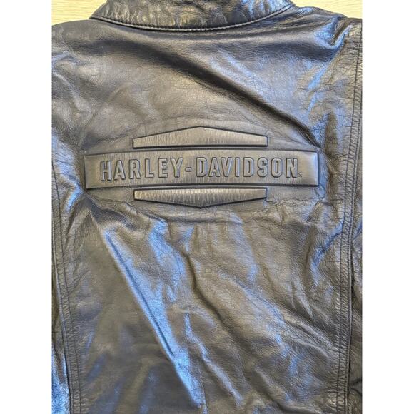 Harley Davidson Women’s Black Leather Motorcycle Jacket Small Genuine Leather - Picture 10 of 11
